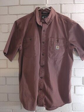 Carhartt Brn Med. Relaxed Fit Rugged Flex Short Sleeve Button Down Collar Shirt